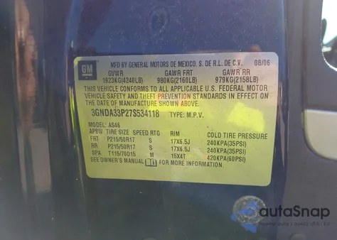 2007 Chevrolet Hhr Lt from USA, damaged, VIN 3GNDA33P27S534118